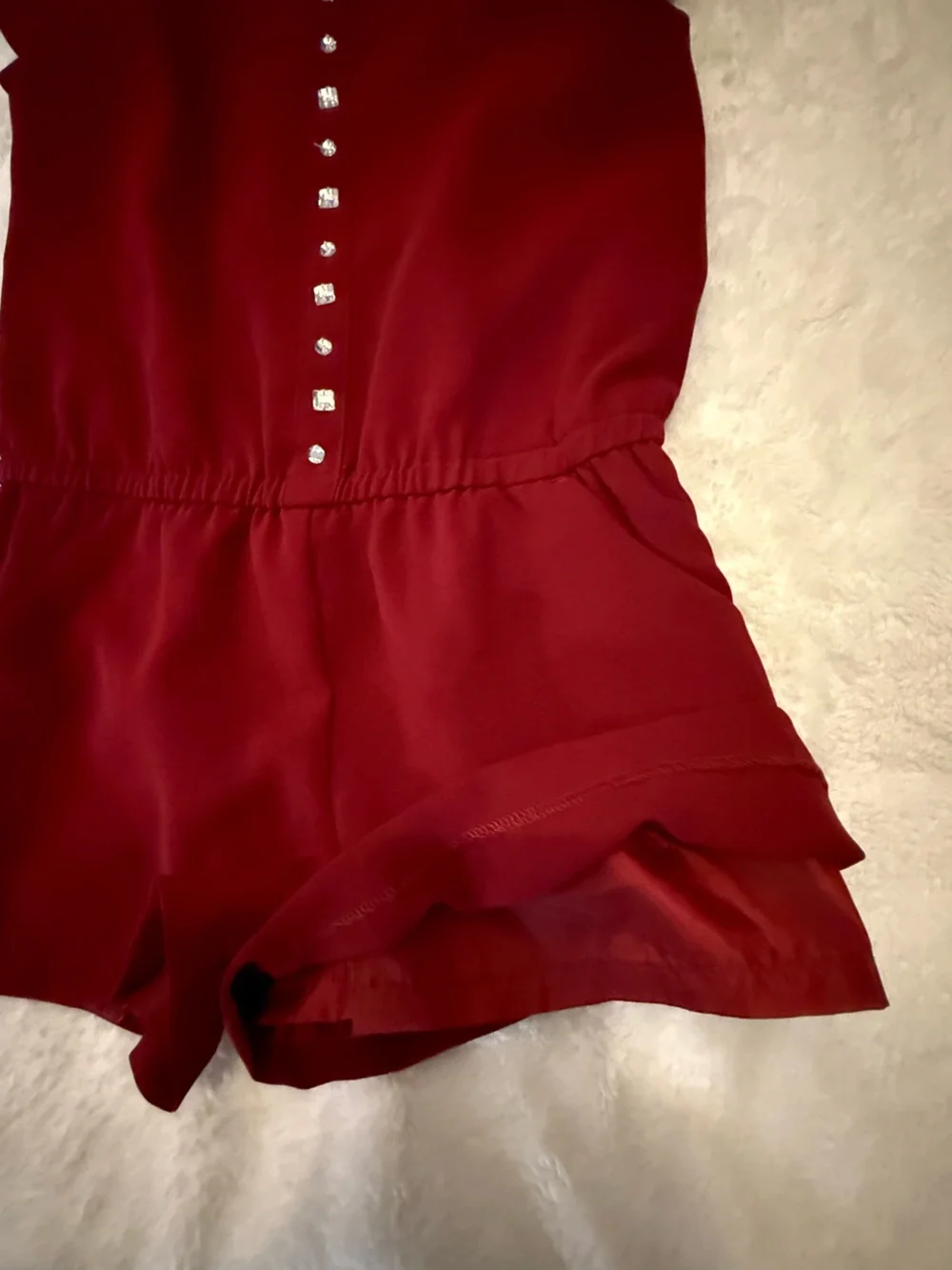 Gymboree Girls Burgundy Short-Sleeve Studded Romper